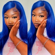 Blue Wig 13x4 13x6 Transparent Lace Frontal Wig Bone Straight Wig Ashimary Human Hair