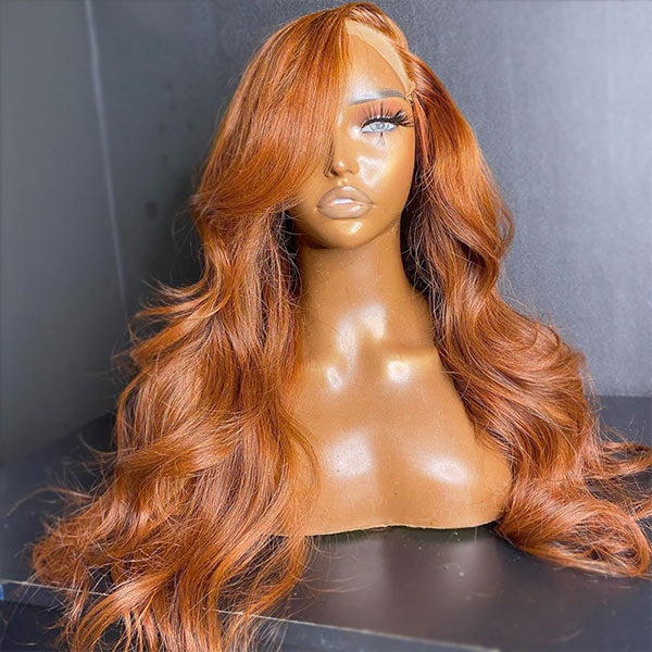 Copper Brown Wig Pre-plucked Body Wave Lace Front Wigs Luxurious Customization #35