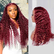 99j Burgundy Curly Hair 4x4 5x5 6x6 Glueless Lace Closure Wig Ashimary Virgin Hair