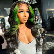 Ashimary Highlight Wigs Skunk Stripe Hair 4*4 13*4 Lace Front Wig 180% Straight Brazilian Human Hair