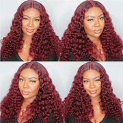 99j Burgundy Curly Hair 4x4 5x5 6x6 Glueless Lace Closure Wig Ashimary Virgin Hair