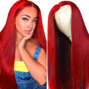 Red Lace Front Wig 13*4 Transparent Lace Ashimary Red Wig Human Hair