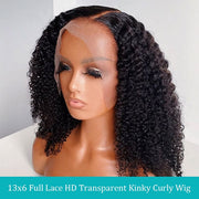 13x6 Full Lace HD Transparent Kinky Curly Wig-AshimaryHair.com