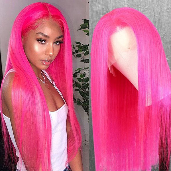 Ashimary Hot Pink straight hair 13x4-13x6 Lace Frontal Wig