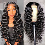 Ashimary Loose Deep Wave Natural Black Hair 13x6 HD Lace Frontal Wig