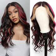 Ashimary burgundy hair with blonde highlights lace wigs