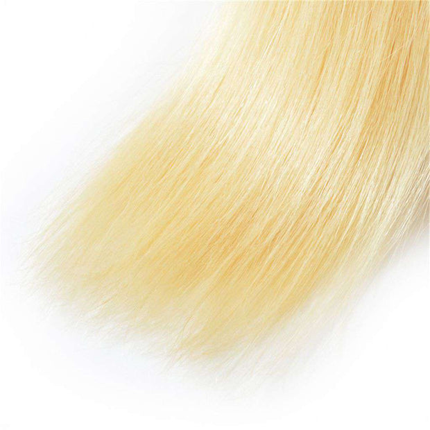 613 Honey Blonde Brazilian Straight Hair 3 Bundles With Frontal Human Hair - ashimaryhair
