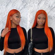 BOGO Ginger Orange Straight Lace Front Wigs 100% Human Hair