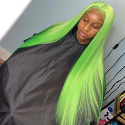 BOGO Green Straight Lace Front Wig Human Hair Colored Wig
