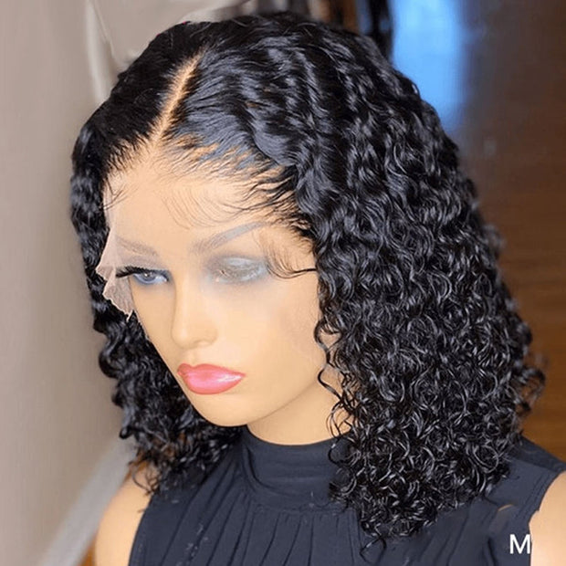 Natural Color Human Hair Wigs Deep Wave Short Bob Wig