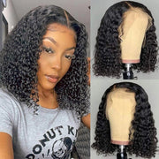 Natural Color Human Hair Wigs Deep Wave Short Bob Wig