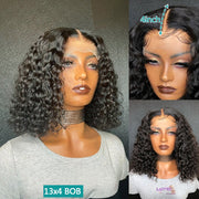 Natural Color Human Hair Wigs Deep Wave Short Bob Wig