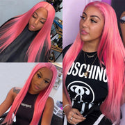 BOGO Pink Bone Straight Pre-plucked Lace Front Wig Human Hair