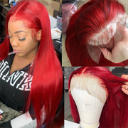 BOGO Red Human Hair Lace Front Wigs With Baby Hair Straight 13x4 Frontal Wig