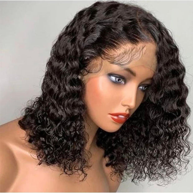 BOGO Short Water Wave Transparent Lace Frontal Bob Wigs