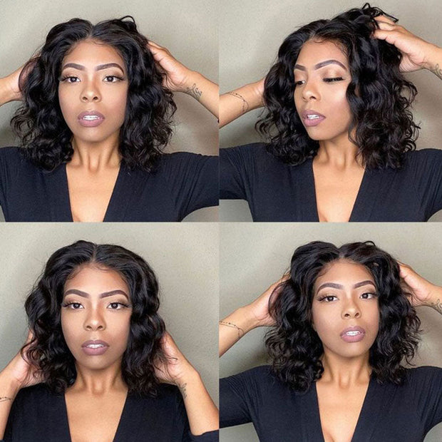 Body Wave Glueless Bob V Part Wig Beginner Friendly Natural Scalp Thick Human Short Hair Ashimaryhair