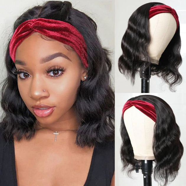 Body Wave Headband Wigs Human Hair 180 Density Glueless Wigs
