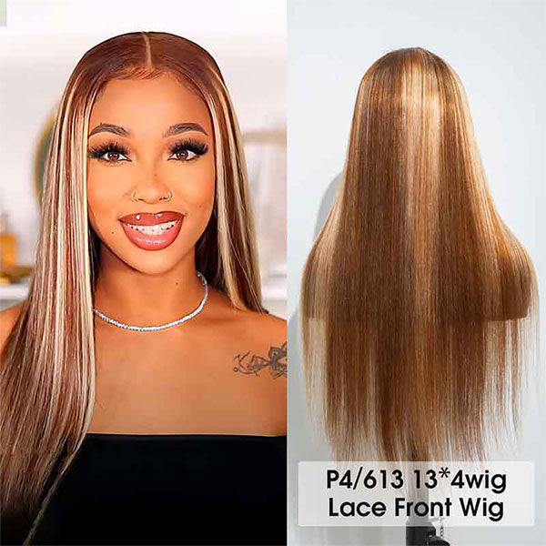 Customized P4/613 P6/613 Highlight Wig 13X4 Transparent Lace Front Wigs Ashimary Human Hair