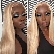 Customized Peachy Champagne with Blonde Highlight 13x6 Transparent HD Lace Frontal Wigs