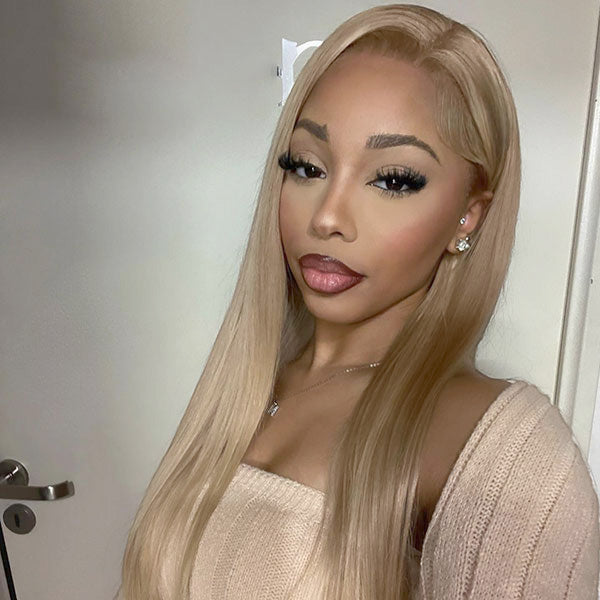 Customized Peachy Champagne with Blonde Highlight 13x6 Transparent Lace Front Wigs