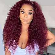 13*4 13*6 Deep Wave 99J Burgundy Curly Wig Frontal Wigs Ashimary Virgin Hair Front Wigs