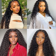 13x6 Full Lace Frontal HD Transparent Deep Wave Wig Natural Black Color