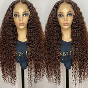 #4 Dark Brown Wig Deep Wave Lace Front Wigs Pre-plucked Human Hair Luxurious Customization