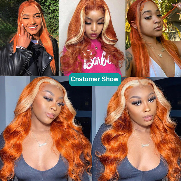 Ginger With Blonde 613 Straight Lace Front Human Hair Wigs