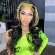 Green-Color-Highlight-Lace-Wigs-Skunk-Stripe-Hair