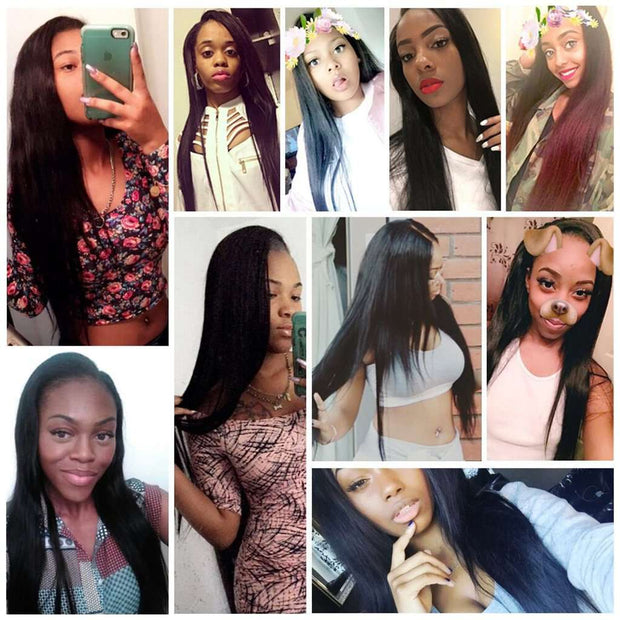 9A Straight Soft Brazilian Virgin Hair 3 Bundles with Closure Natural Color - ashimaryhair