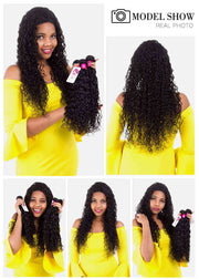9A Water Wave Virgin Hair 3 Bundles with Closure Natural Color Malaysian Hair - ashimaryhair