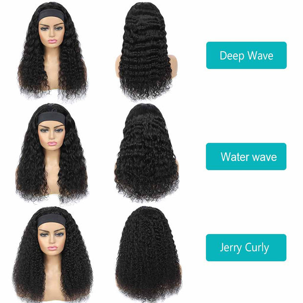 Best Headband Wigs Human Hair For Deep Wave Water Wave and Jerry Curly Hair-AshimaryHair.com