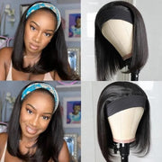 Headband Bob Wig Straight Human Hair Glueless Wigs