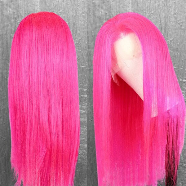 Hot Pink 13x6 Lace Frontal Wig straight hair
