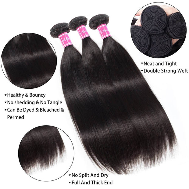 Indian Remy Human Hair Weaves 3 Bundles Silk Soft Straight Hair on AshimaryHair.com