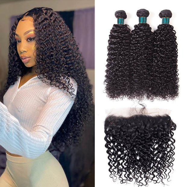 Ashimary 9A Jerry Curly Virgin Hair 3 Bundles With Frontal Human Hair - ashimaryhair