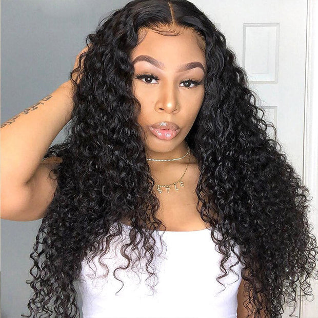 9A Jerry Curly 3 Bundles with Lace Closure  Natural Color Purvian Virgin Hair - ashimaryhair