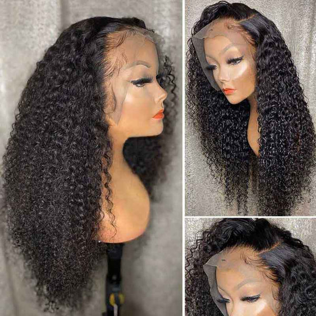 Long Jerry Curly Wigs 13*4 Transparent HD Lace Frontal Wigs Human Hair 28-38 Inch