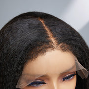 Kinky Straight 13x4 &13x6 HD Transparent Lace Front Wigs With 4C Edges Hairline