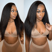 Kinky Straight Wig Black hair With Natural Hairline