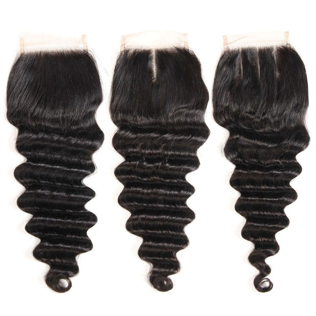 10A Loose Deep Wave Hair 4 Bundles With Closure Natural Color - ashimaryhair