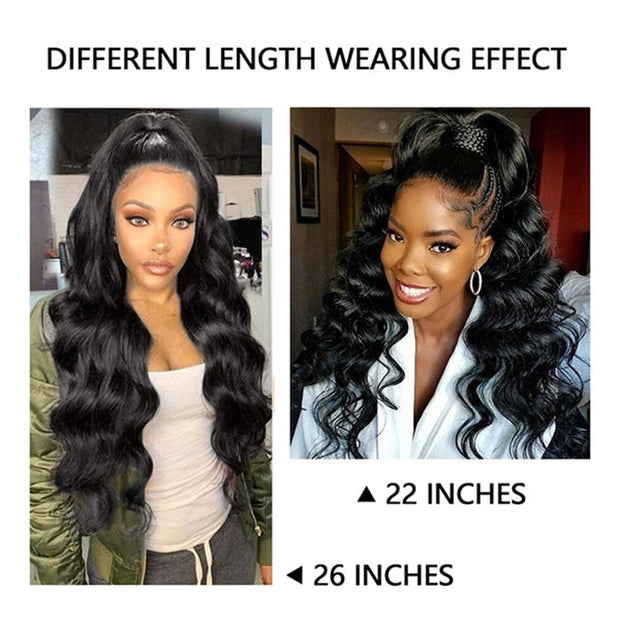 Long Ponytail Body Wave Human Hair Extensions With Clip