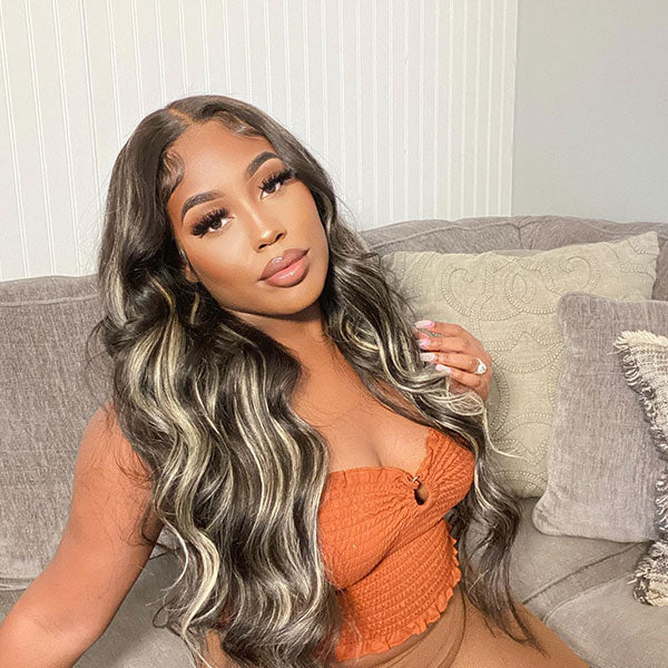 Original Platinum Blonde Highlights Mixed Color Body Wave Wigs