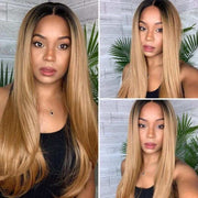 Ombre Honey Blonde T1b/27 Color Straight Hair 13*4 13*6 Lace Front Pre-plucked Human Hair Wigs