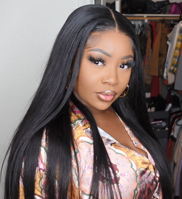 Shop By Influencer-straight hair 5x5 HD Lace Closure Wig-24inch-180% density