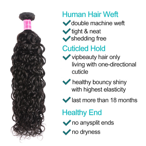 Water Wave 3 Bundles 9A Brazilian Human Hair Natural Color - ashimaryhair