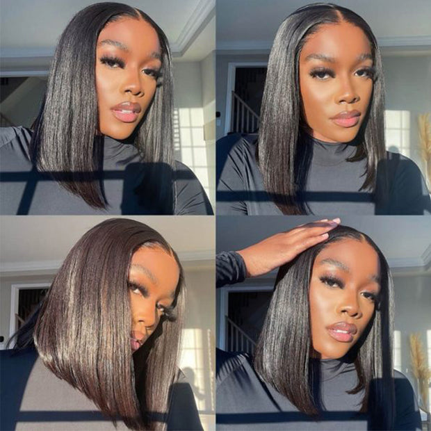 Double Drawn Short Bob Wigs Straight Human Hair Wigs with Full Ends