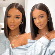 Double Drawn Short Bob Wigs Straight Human Hair Wigs with Full Ends