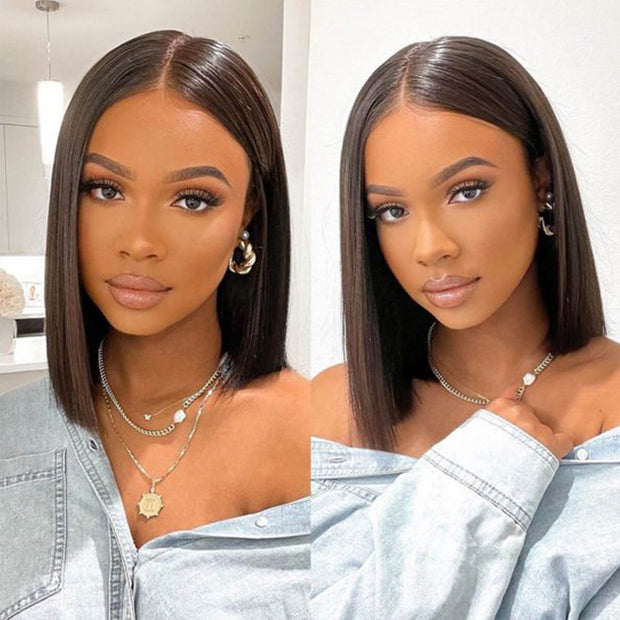 Double Drawn Short Bob Wigs Straight Human Hair Wigs with Full Ends