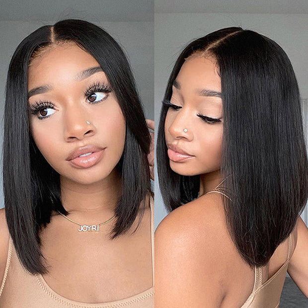 Double Drawn Short Bob Wigs Straight Human Hair Wigs with Full Ends